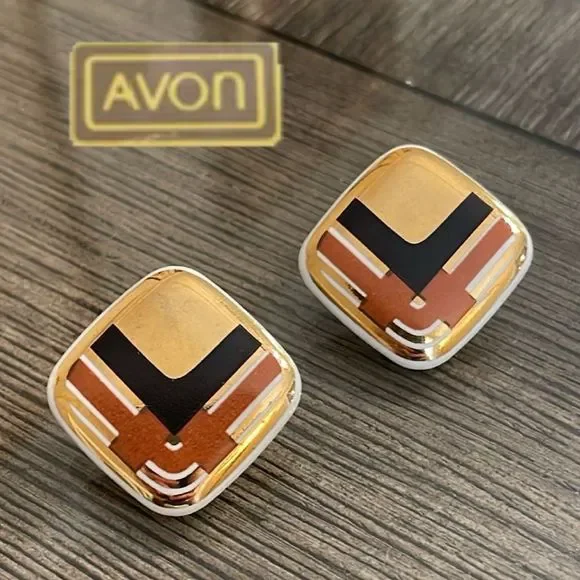 Vintage Avon 1987 “Porcelain Expressions” Diamond Shaped with Brown & Black - Picture 1 of 16